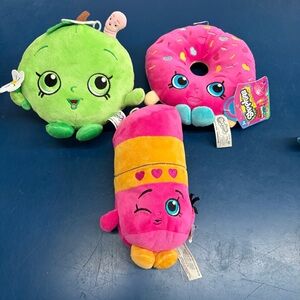 Shopkins Colorful Plush Trio - Apple Blossom, D’lish Donut, Lippy Lips